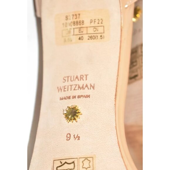 $500 STUART WEITZMAN NUDISTSONG 4" PATENT LEATHER ADOBE nude SANDAL 9.5 (PC2) - Picture 7 of 7